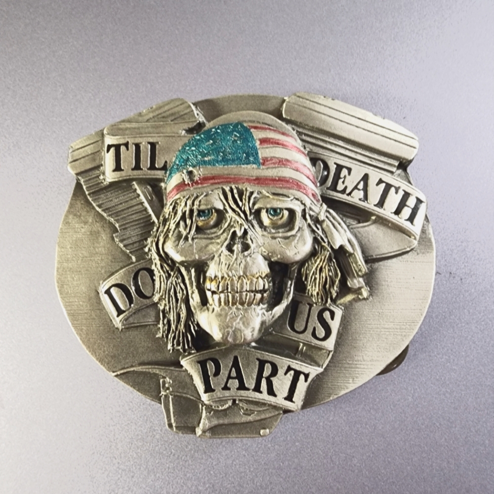 American Skull Pewter Skull Metal Belt Buckle Uni-sex
